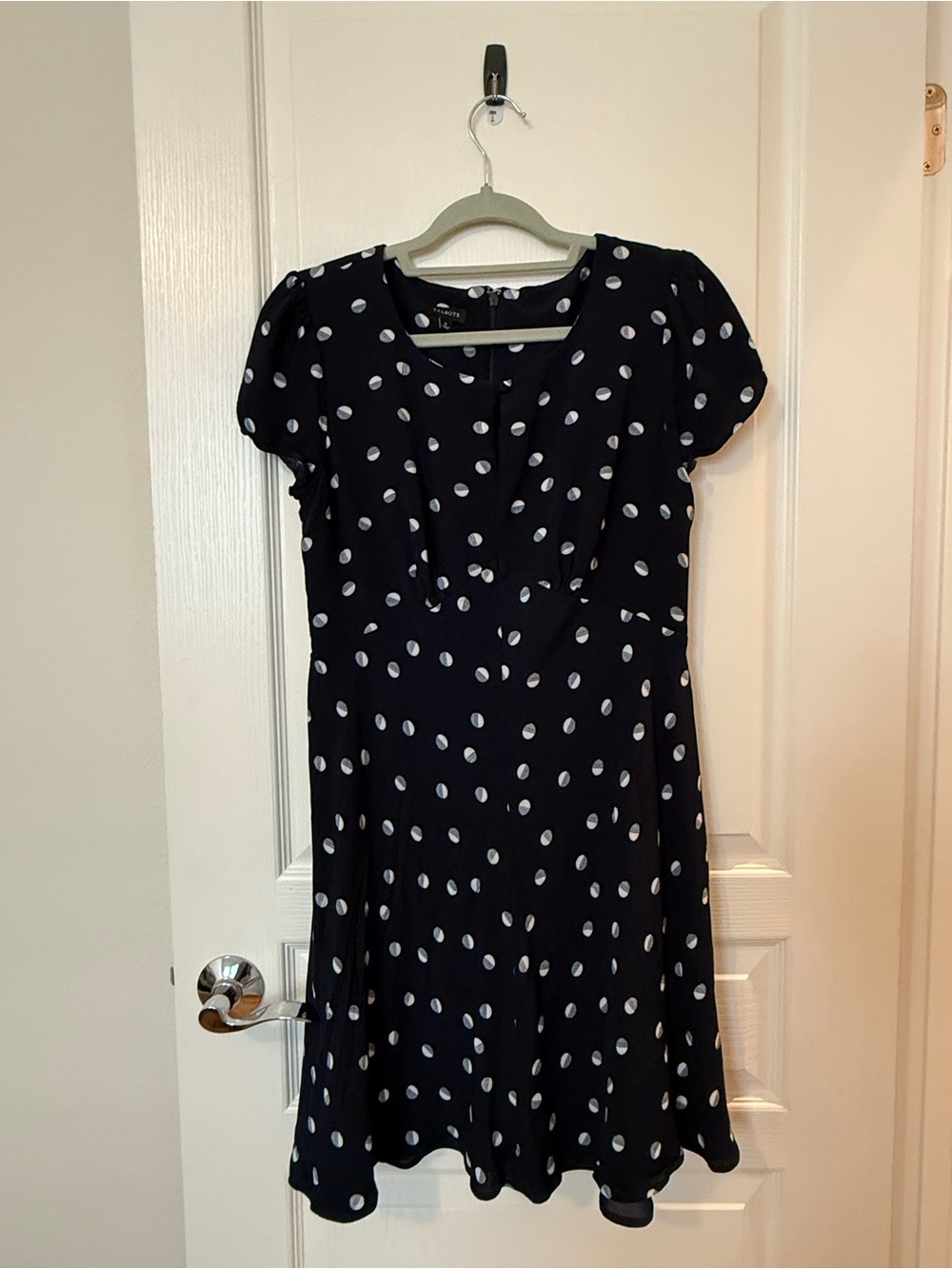 Talbots Polka Dot Navy Short-Sleeve Midi Dress